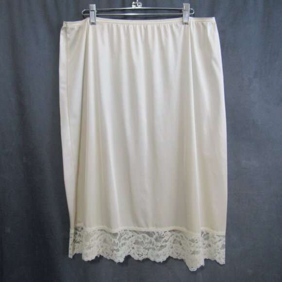 Vintage Vassarette Ivory Lace Trim Nylon Half Slip Skirt Size XL 27 Inch Womens - Picture 1 of 11